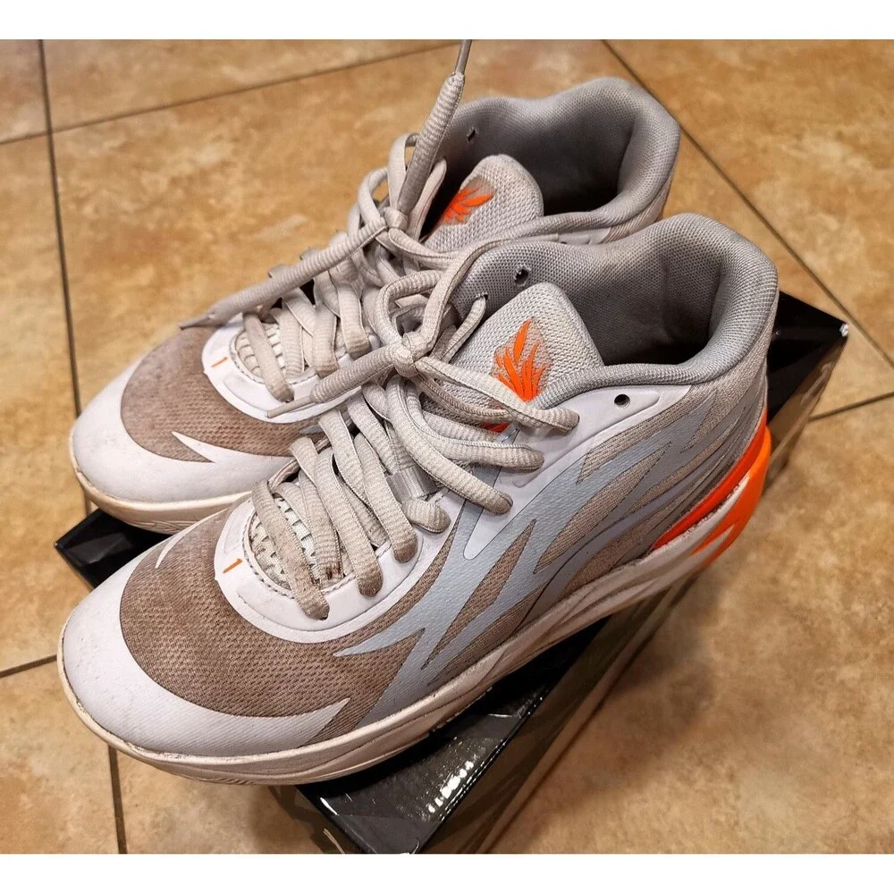 Puma MB.02 JR Platinum Gray Ultra Orange Size 7 Style 378358-02 come in box